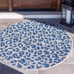 Rug Unique Loom Outdoor Safari Blue Round 4' 0 x 4' 0