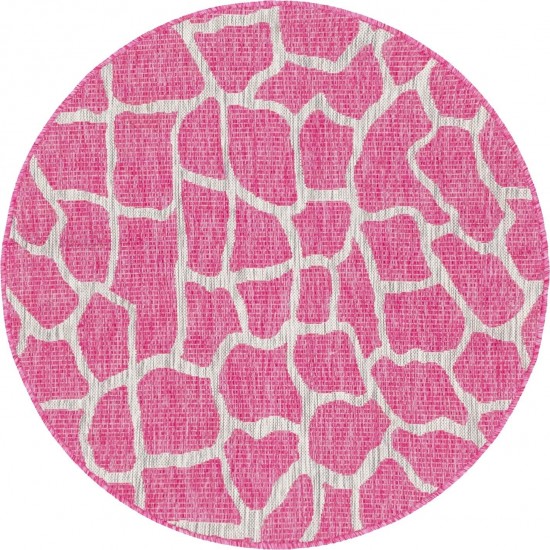 Rug Unique Loom Outdoor Safari Pink Round 4' 0 x 4' 0