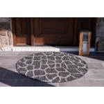 Rug Unique Loom Outdoor Safari Dark Gray Round 4' 0 x 4' 0