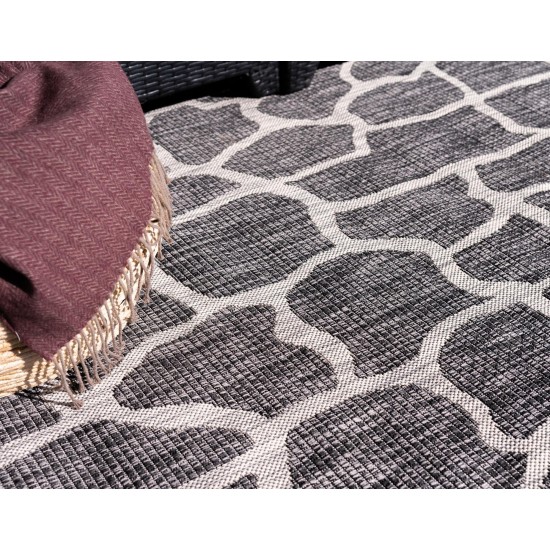 Rug Unique Loom Outdoor Safari Dark Gray Round 4' 0 x 4' 0
