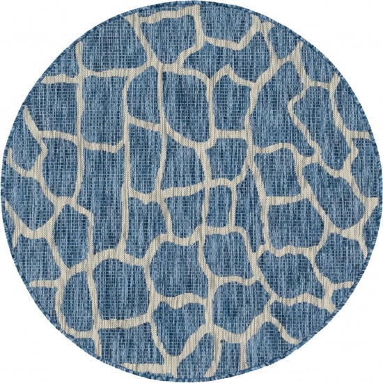 Rug Unique Loom Outdoor Safari Blue Round 4' 0 x 4' 0