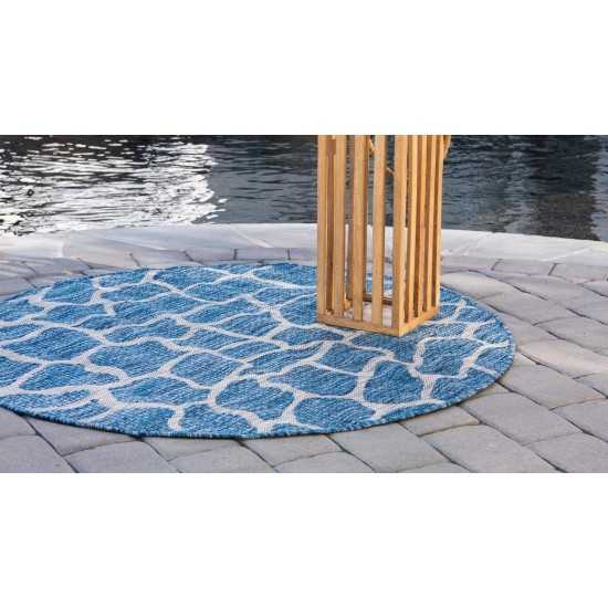 Rug Unique Loom Outdoor Safari Blue Round 4' 0 x 4' 0