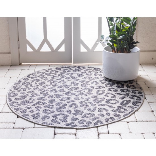 Rug Unique Loom Outdoor Safari Black Round 3' 3 x 3' 3