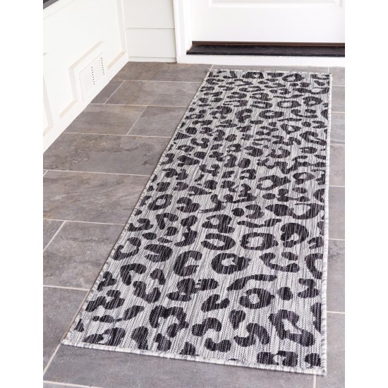 Rug Unique Loom Outdoor Safari Black Runner 2' 0 x 8' 0