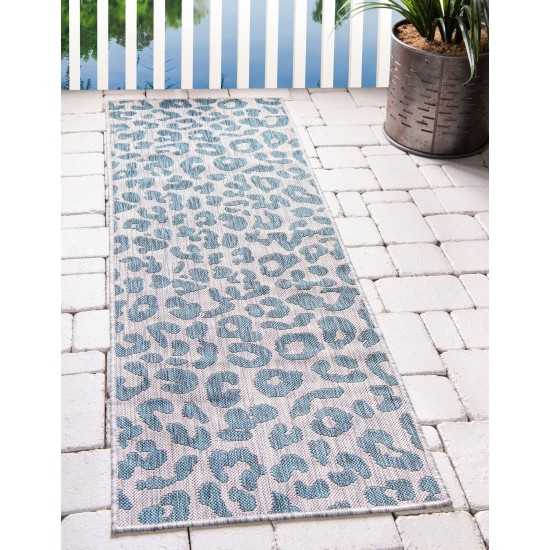 Rug Unique Loom Outdoor Safari Teal Runner 2' 0 x 6' 0