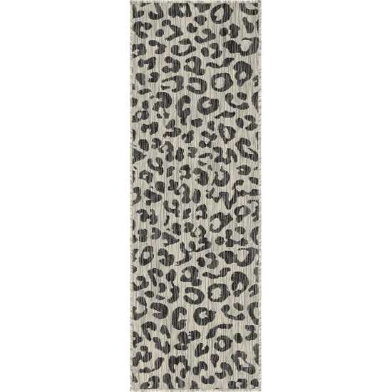 Rug Unique Loom Outdoor Safari Black Runner 2' 0 x 6' 0