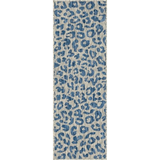 Rug Unique Loom Outdoor Safari Blue Runner 2' 0 x 6' 0