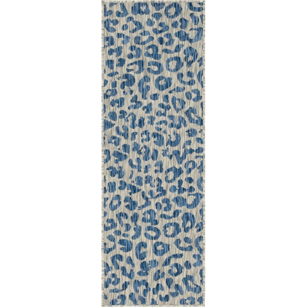 Rug Unique Loom Outdoor Safari Blue Runner 2' 0 x 6' 0