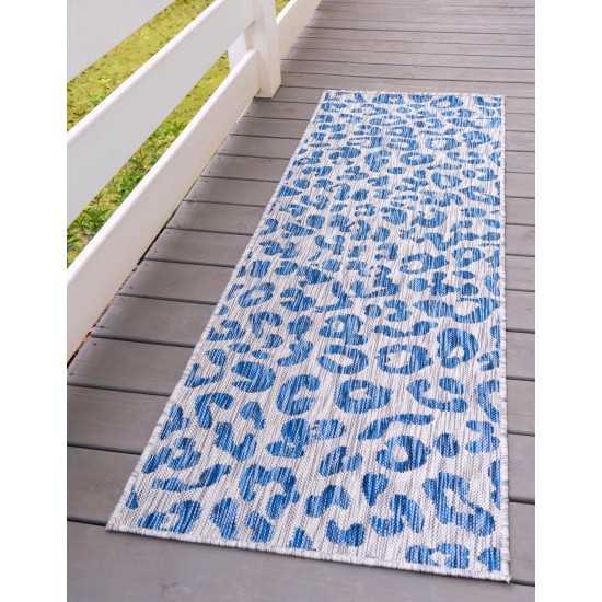 Rug Unique Loom Outdoor Safari Blue Runner 2' 0 x 6' 0