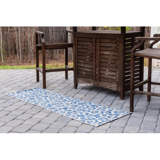 Rug Unique Loom Outdoor Safari Blue Runner 2' 0 x 6' 0