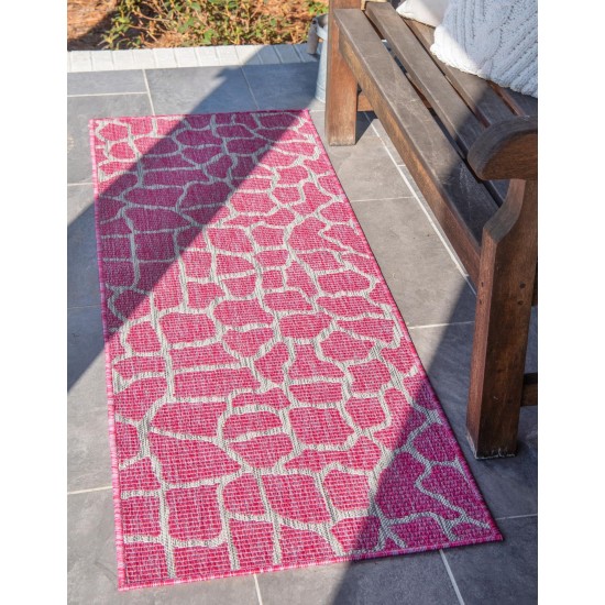 Rug Unique Loom Outdoor Safari Pink Runner 2' 0 x 6' 0