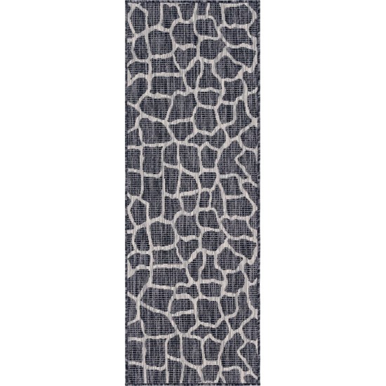 Rug Unique Loom Outdoor Safari Dark Gray Runner 2' 0 x 6' 0