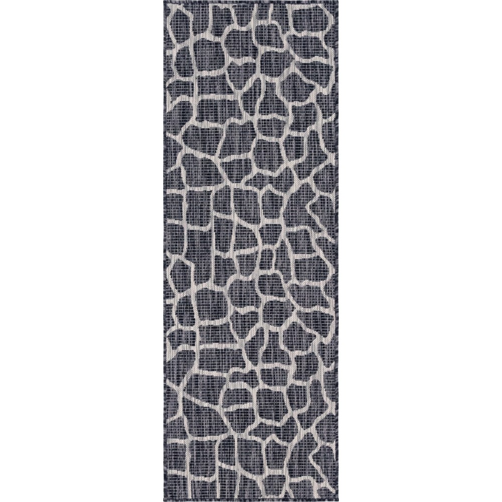 Rug Unique Loom Outdoor Safari Dark Gray Runner 2' 0 x 6' 0