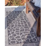 Rug Unique Loom Outdoor Safari Dark Gray Runner 2' 0 x 6' 0