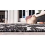 Rug Unique Loom Outdoor Safari Dark Gray Runner 2' 0 x 6' 0