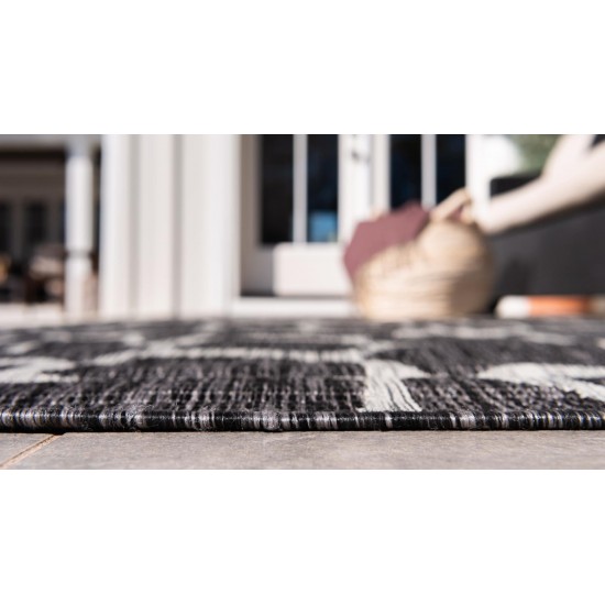 Rug Unique Loom Outdoor Safari Dark Gray Runner 2' 0 x 6' 0