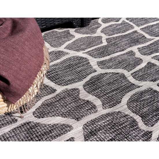 Rug Unique Loom Outdoor Safari Dark Gray Runner 2' 0 x 6' 0