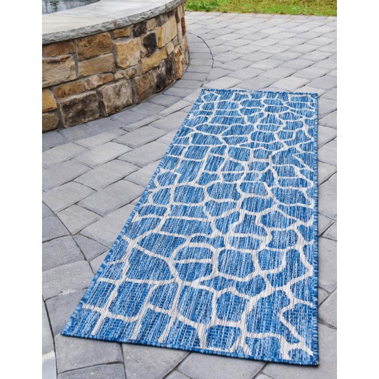 Rug Unique Loom Outdoor Safari Blue Runner 2' 0 x 6' 0