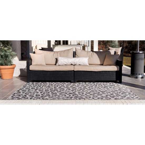 Rug Unique Loom Outdoor Safari Black Rectangular 10' 0 x 13' 0