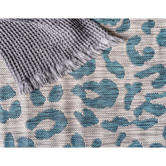 Rug Unique Loom Outdoor Safari Teal Rectangular 9' 0 x 12' 0