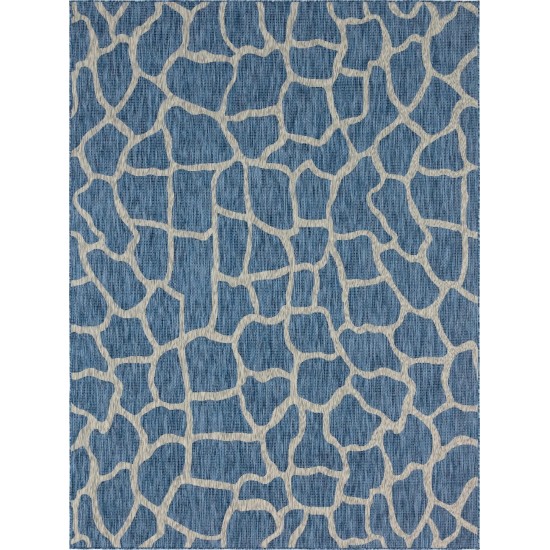 Rug Unique Loom Outdoor Safari Blue Rectangular 9' 0 x 12' 0