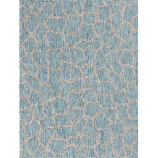 Rug Unique Loom Outdoor Safari Aqua Blue Rectangular 9' 0 x 12' 0