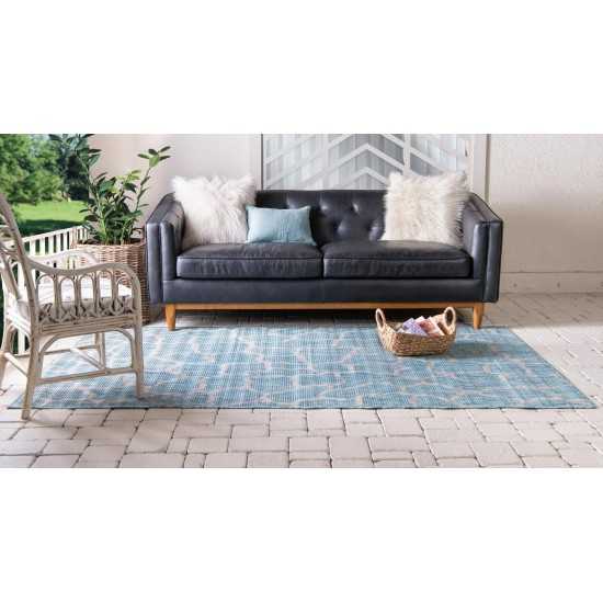 Rug Unique Loom Outdoor Safari Aqua Blue Rectangular 9' 0 x 12' 0