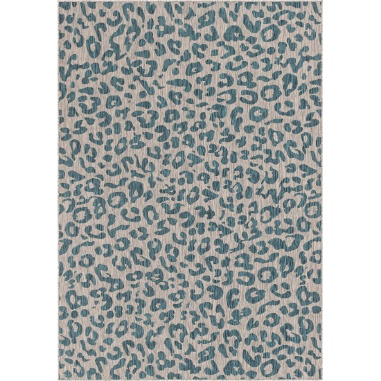 Rug Unique Loom Outdoor Safari Teal Rectangular 8' 0 x 11' 4