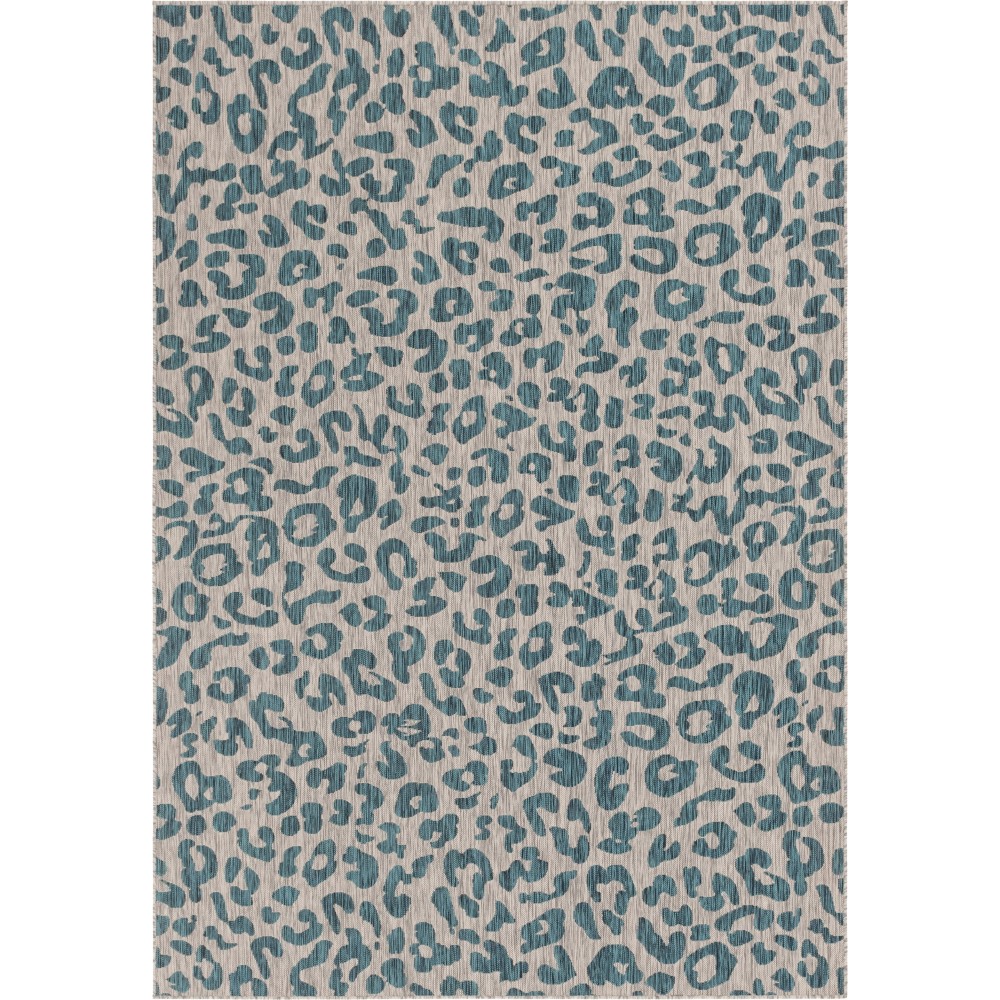 Rug Unique Loom Outdoor Safari Teal Rectangular 8' 0 x 11' 4