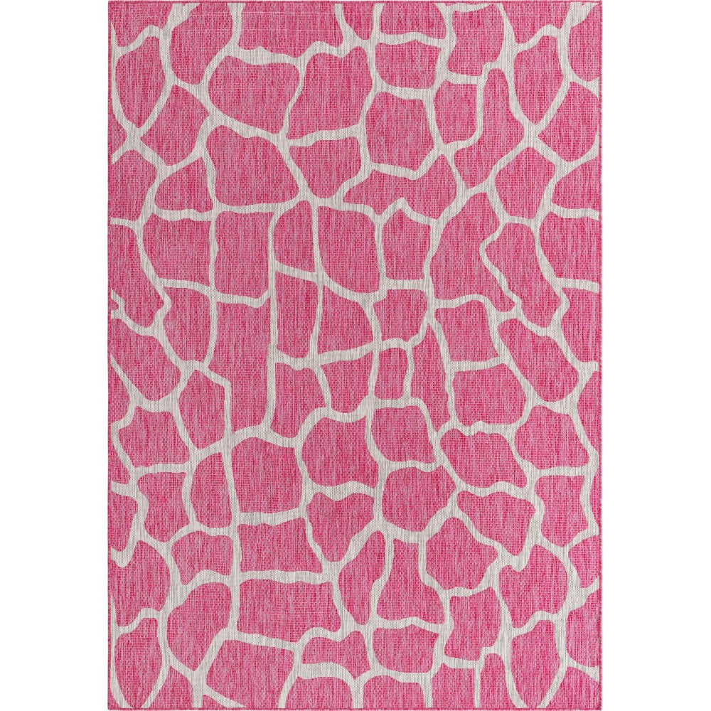 Rug Unique Loom Outdoor Safari Pink Rectangular 7' 0 x 10' 0