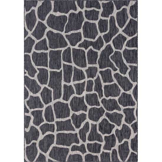 Rug Unique Loom Outdoor Safari Dark Gray Rectangular 7' 0 x 10' 0