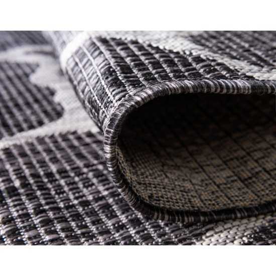Rug Unique Loom Outdoor Safari Dark Gray Rectangular 7' 0 x 10' 0