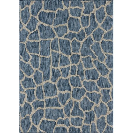 Rug Unique Loom Outdoor Safari Blue Rectangular 7' 0 x 10' 0