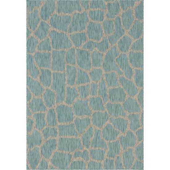 Rug Unique Loom Outdoor Safari Aqua Blue Rectangular 7' 0 x 10' 0