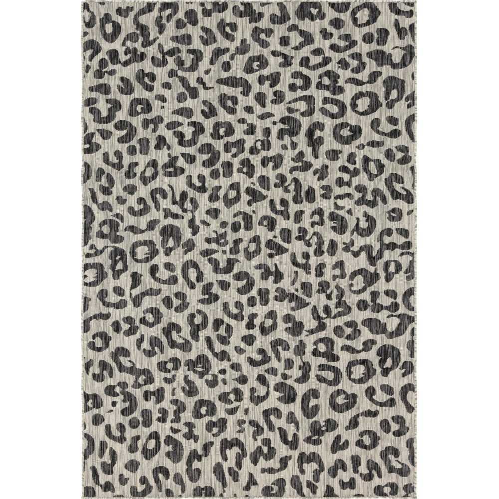 Rug Unique Loom Outdoor Safari Black Rectangular 6' 0 x 9' 0