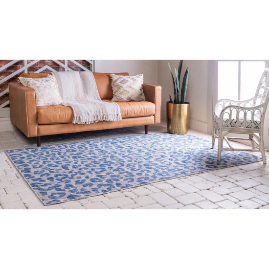 Rug Unique Loom Outdoor Safari Blue Rectangular 6' 0 x 9' 0