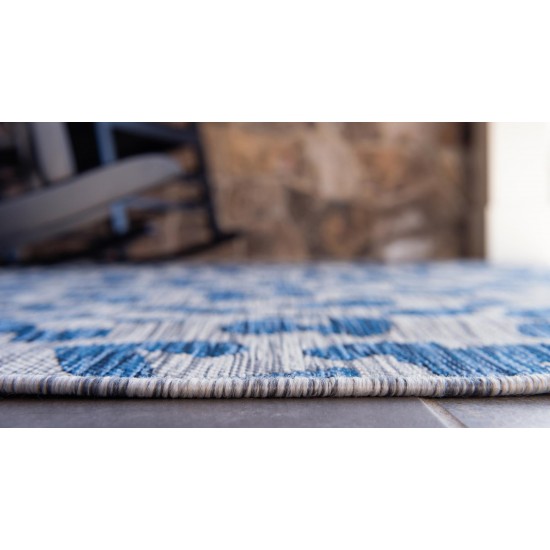 Rug Unique Loom Outdoor Safari Blue Rectangular 6' 0 x 9' 0