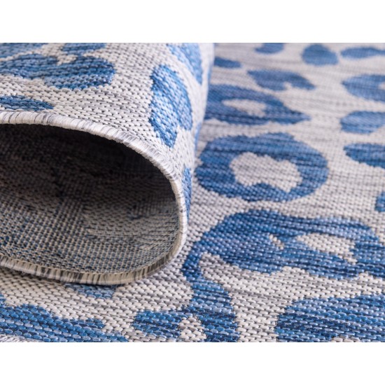 Rug Unique Loom Outdoor Safari Blue Rectangular 6' 0 x 9' 0