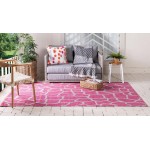 Rug Unique Loom Outdoor Safari Pink Rectangular 6' 0 x 9' 0