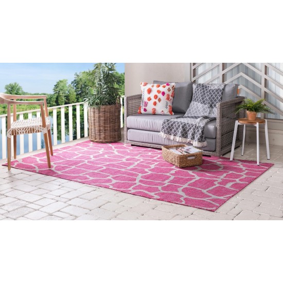 Rug Unique Loom Outdoor Safari Pink Rectangular 6' 0 x 9' 0