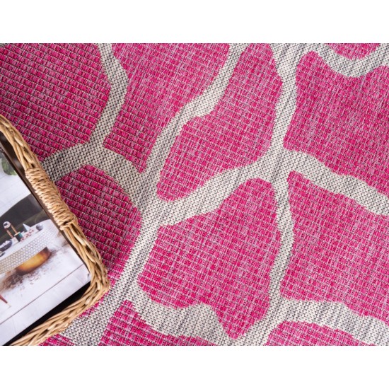 Rug Unique Loom Outdoor Safari Pink Rectangular 6' 0 x 9' 0