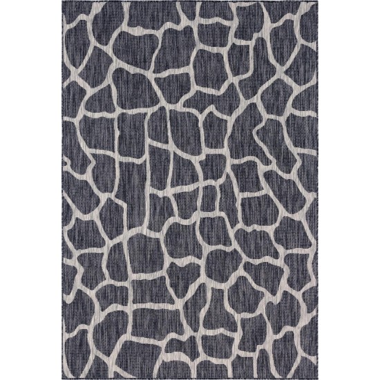 Rug Unique Loom Outdoor Safari Dark Gray Rectangular 6' 0 x 9' 0