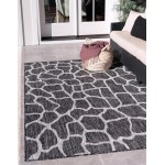 Rug Unique Loom Outdoor Safari Dark Gray Rectangular 6' 0 x 9' 0