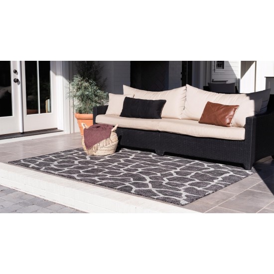 Rug Unique Loom Outdoor Safari Dark Gray Rectangular 6' 0 x 9' 0