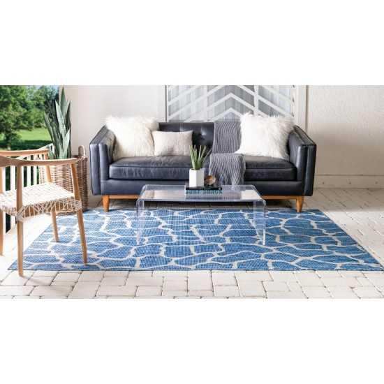 Rug Unique Loom Outdoor Safari Blue Rectangular 6' 0 x 9' 0