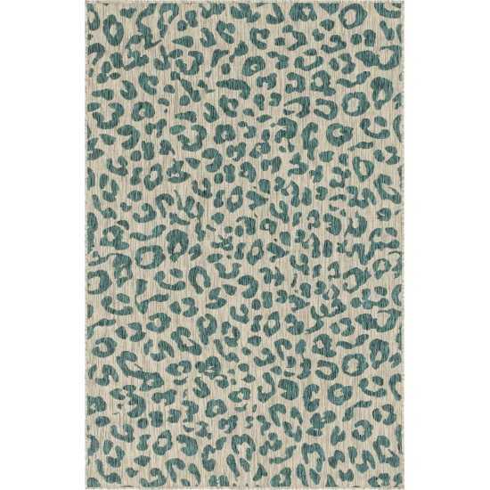 Rug Unique Loom Outdoor Safari Teal Rectangular 5' 0 x 8' 0