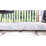 Rug Unique Loom Outdoor Safari Teal Rectangular 5' 0 x 8' 0