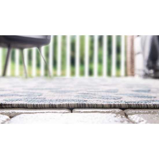 Rug Unique Loom Outdoor Safari Teal Rectangular 5' 0 x 8' 0