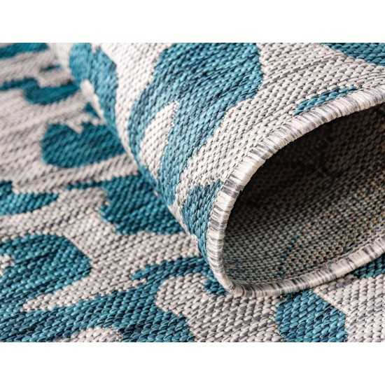 Rug Unique Loom Outdoor Safari Teal Rectangular 5' 0 x 8' 0