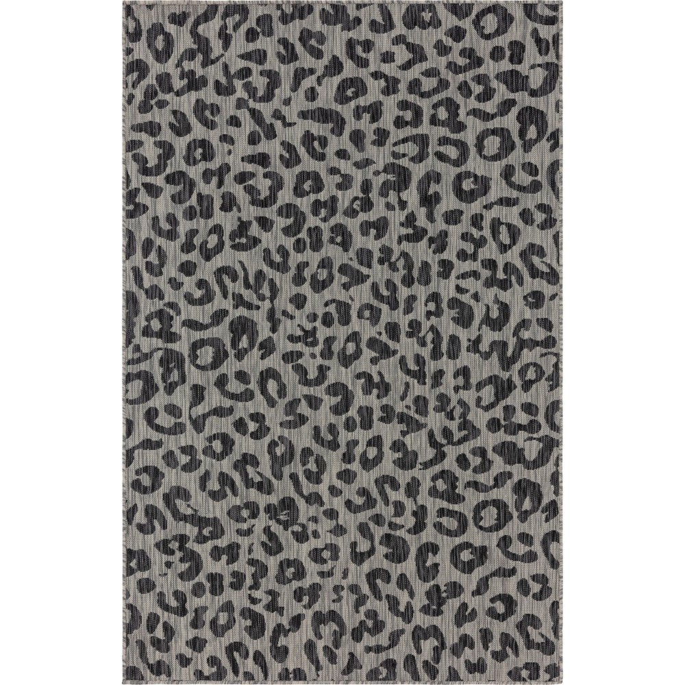 Rug Unique Loom Outdoor Safari Black Rectangular 5' 0 x 8' 0